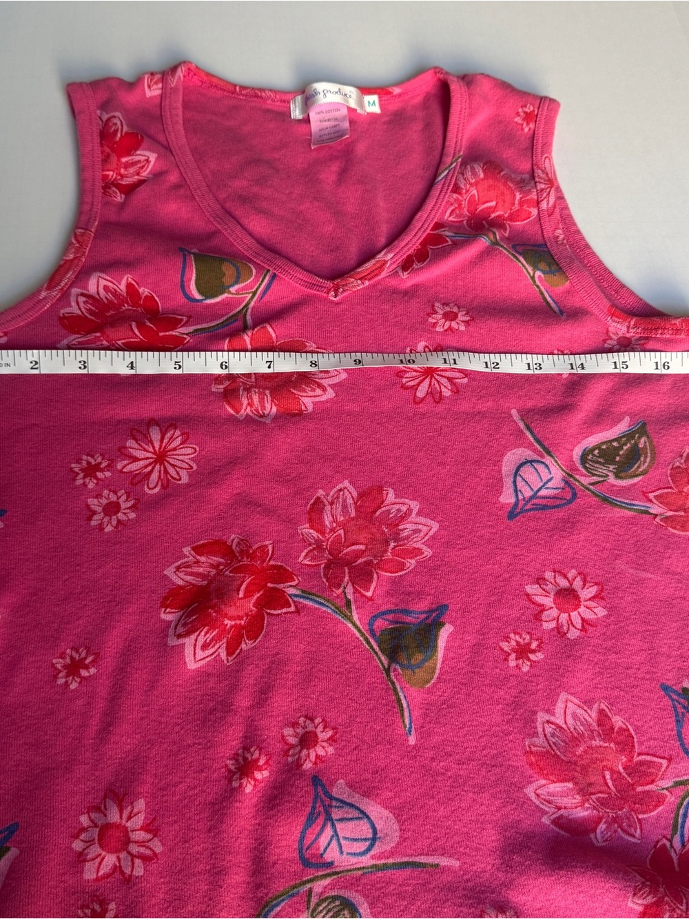 fresh produce Bright Pink Floral V-Neck Tank Size Med - Picture 7 of 10